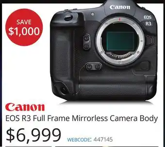 Vistek Canon eos r3 full frame mirrorless camera body offer