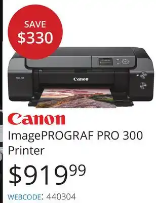 Vistek Canon imageprograf pro 300 printer offer
