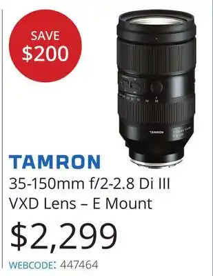 Vistek Tamron 35-150mm f/2-2.8 di iii vxd lens-e mount offer