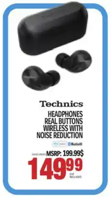 Centre Hi-Fi Technics headphones real buttons wireless with noise reduction offer