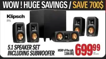 Centre Hi-Fi Klipsch 5.1 speaker set including subwoofer offer