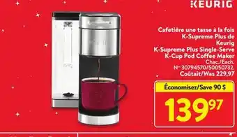 Walmart Keurig k-supreme plus single-serve k-cup pod coffee maker offer