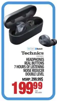 Centre Hi-Fi Technics headphones real buttons 7 hours of listening noise reducer double level offer