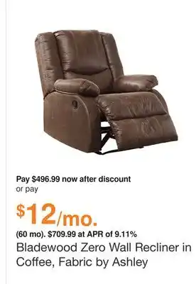 Ashley Furniture Bladewood zero wall recliner in coffee, fabric by ashley offer