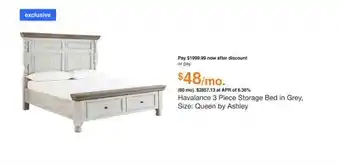 Ashley Furniture Havalance 3 piece storage bed in grey, size: queen by ashley offer