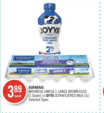 Shoppers Drug Mart Burnbrae naturegg omega 3, large brown eggs (1 dozen) or joyya ultrafiltered milk (1l) offer