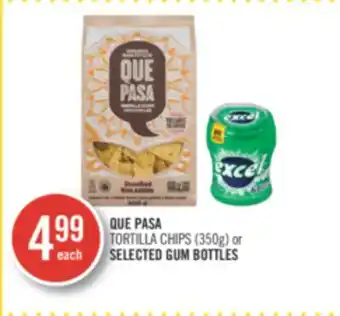 Shoppers Drug Mart Que pasa tortilla chips (350g) or selected gum offer
