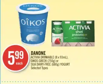Shoppers Drug Mart Danone activia drinkable (8 x 93ml), oikos greek (750g) or silk dairy-free (680g) yogurt offer