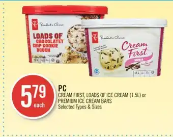 Shoppers Drug Mart Pc cream first loads of ice cream (1.5l) or premium ice cream bars offer