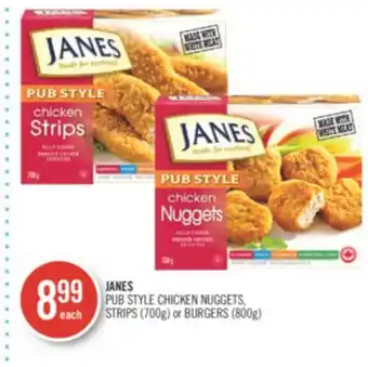 Shoppers Drug Mart Janes pub style chicken nuggets, strips (700g) or burgers (800g) offer