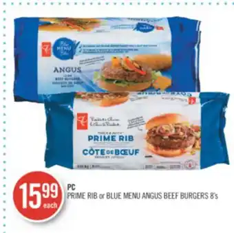 Shoppers Drug Mart Pc prime rib or blue menu angus beef burgers offer