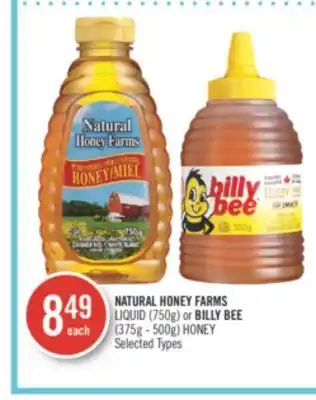 Shoppers Drug Mart Natural honey farms liquid (750g) or billy bee (375g - 500g) honey offer