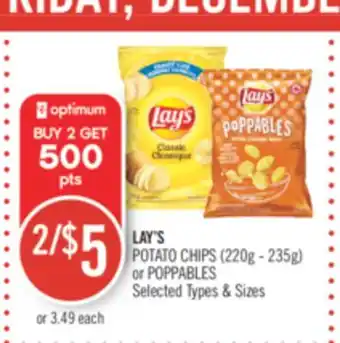 Shoppers Drug Mart Lay's potato chips (220 g - 235 g) or poppables offer