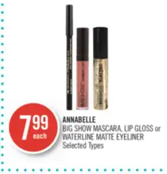 Shoppers Drug Mart Annabelle big show mascara, lip gloss or waterline matte eyeliner offer