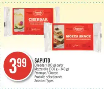 Pharmaprix Saputo cheddar (300 g) or mozzarella (300 g - 340 g) cheese offer