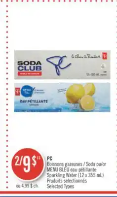 Pharmaprix Pc soda or blue menu sparkling water offer