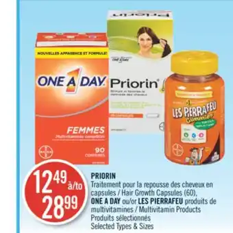 Pharmaprix Priorin hair growth capsules (60), one a day or les pierrafeu multivitamin products offer