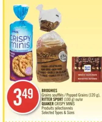 Pharmaprix Broghies popped grains (120 g ritter sport (100 g) or quaker crispy minis offer
