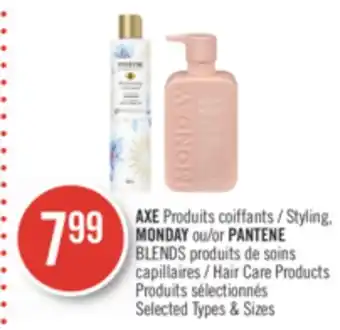 Pharmaprix Axe styling, monday or pantene blends hair care products offer