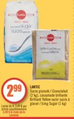 Pharmaprix Lantic granulated (2 kg), brilliant yellow or icing sugar (1 kg) offer