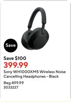 Staples Sony wh1000xm5 wireless noise cancelling headphones - black offer