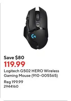Staples Logitech g502 hero wireless gaming mouse (910-005565) offer