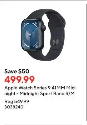 Staples Apple watch series 9 41mm midnight - midnight sport band s/m offer