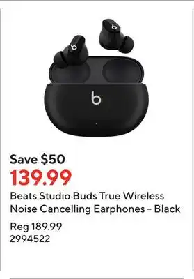 Staples Beats studio buds true wireless noise cancelling earphones - black offer
