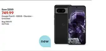 Staples Google pixel 8 - 128gb - obsidian - unlocked offer