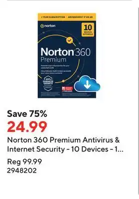 Staples Norton 360 premium antivirus & internet security - 10 devices - 1 year subscription [digital download] offer