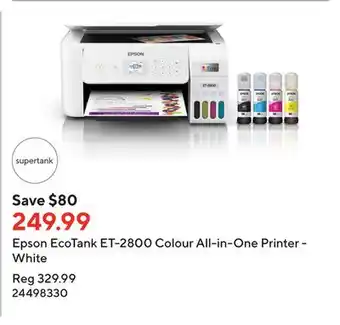Staples Epson ecotank et-2800 colour all-in-one printer - white offer