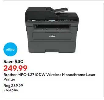 Staples Brother mfc-l2710dw wireless monochrome laser printer offer
