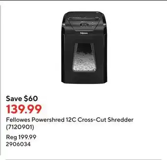 Staples Fellowes powershred 12c cross-cut shredder (7120901) offer