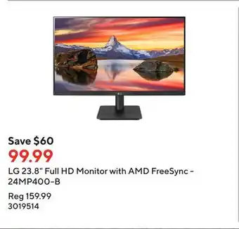 Staples Lg 23.8 full hd monitor with amd freesync - 24mp400-b offer