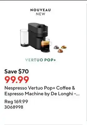 Staples Nespresso vertuo pop+ coffee & espresso machine by de longhi - liquorice black offer