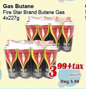 Fire Star Brand Butane Gas 4x227g
