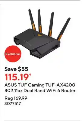 Staples Asus tuf gaming tuf-ax4200 802.11ax dual band wifi 6 router offer