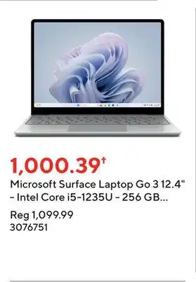 Staples Microsoft surface laptop go 3 12.4 - intel core i5-1235u - 256 gb ssd - 8 gb ram - windows 11 home - platinum offer