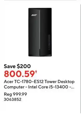 Staples Acer tc-1780-es12 tower desktop computer - intel core i5-13400 - 1tb ssd - 16gb ram - windows 11 offer