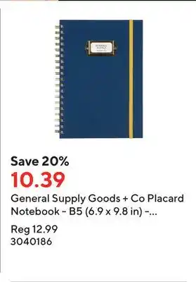 Staples General supply goods + co placard notebook - b5 (6.9 x 9.8 in) - 180 pages - navy blue offer