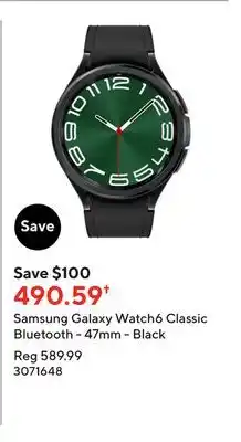 Staples Samsung galaxy watch6 classic bluetooth - 47mm - black offer