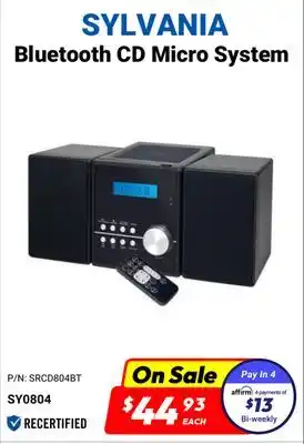 Sylvania bluetooth cd micro system