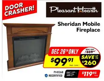 Pleasant hearth sheridan mobile fireplace