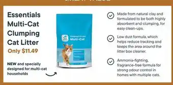 Petvalu Essentials multi cat clumping cat litter offer