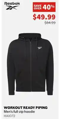 Atmosphere Reebok workout ready piping men's full-zip hoodie offer