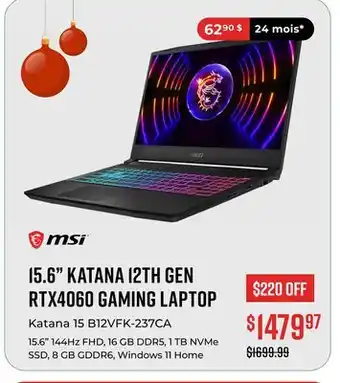 Canex 15.6 katana 12th gen rtx4060 gaming laptop offer