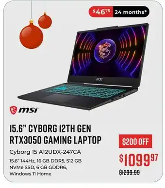 Canex 15.6 cyborg 12th gen rtx3050 gaming laptop offer