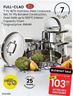 Stokes Full-clad 7-pc 18/10 stainless steel cookware set offer