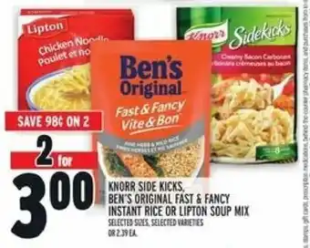 Metro Knorr side kicks, ben's original fast & fancy instant rice or lipton soup mix offer