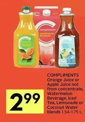 IGA Compliments orange juice or apple juice offer